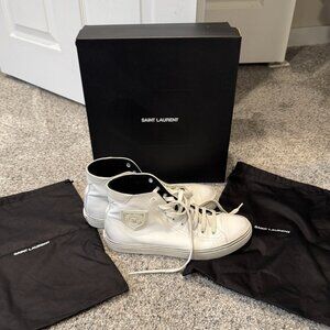 Saint Laurent Distressed Leather High Tops